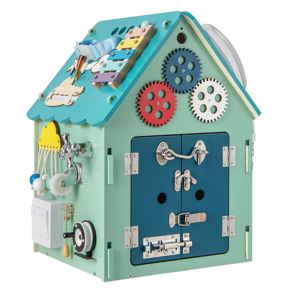 Casita de Madera Busy Board Costway Azul