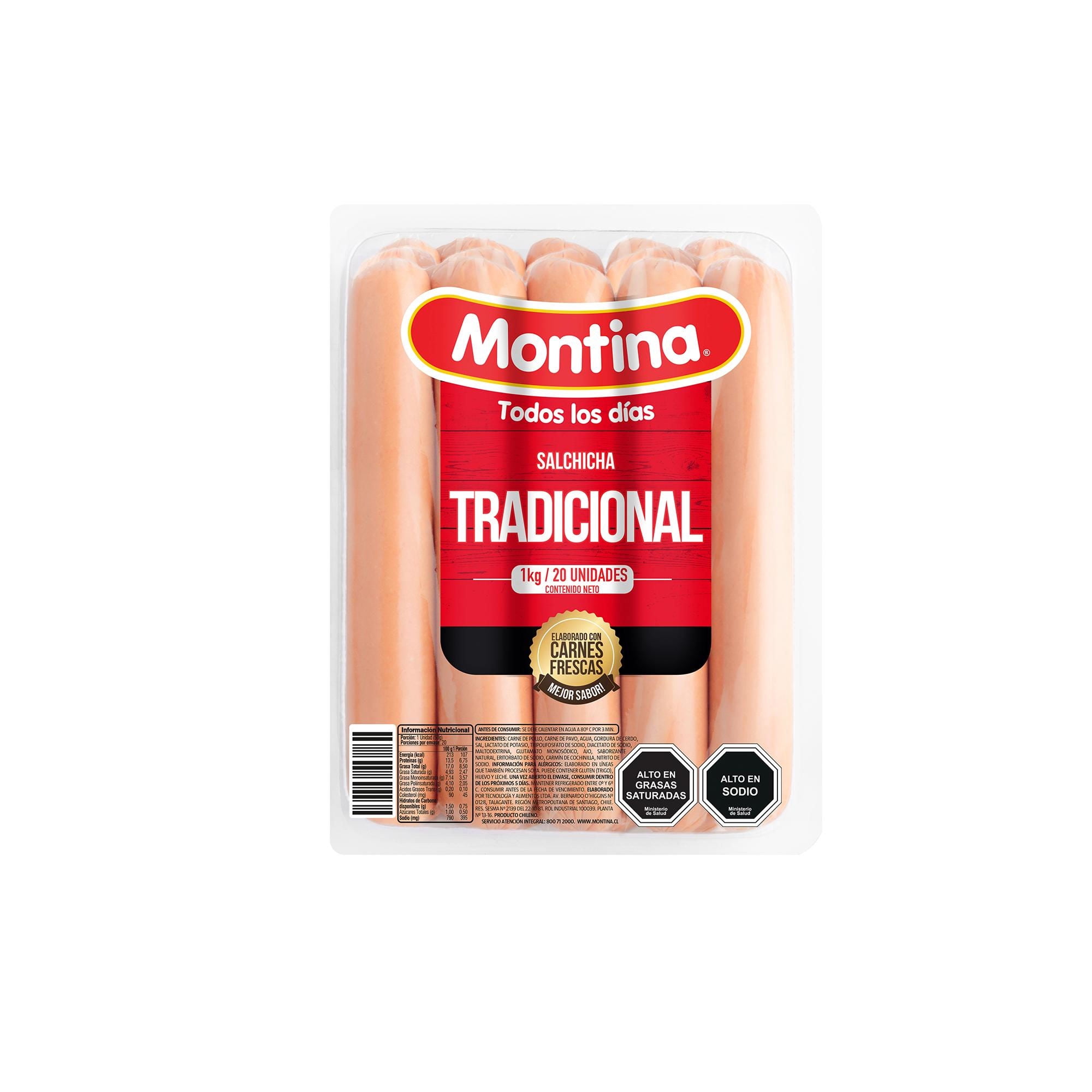 Salchicha Tradicional 20 Un 1 kg Montina