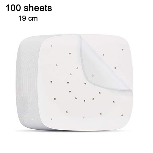 100 piezas de revestimiento para freidora, papel perforado, papel para vaporera, papel para bollos al vapor, papel absorbente de aceite, papel para freidora de aire, papel para aceite de hornear