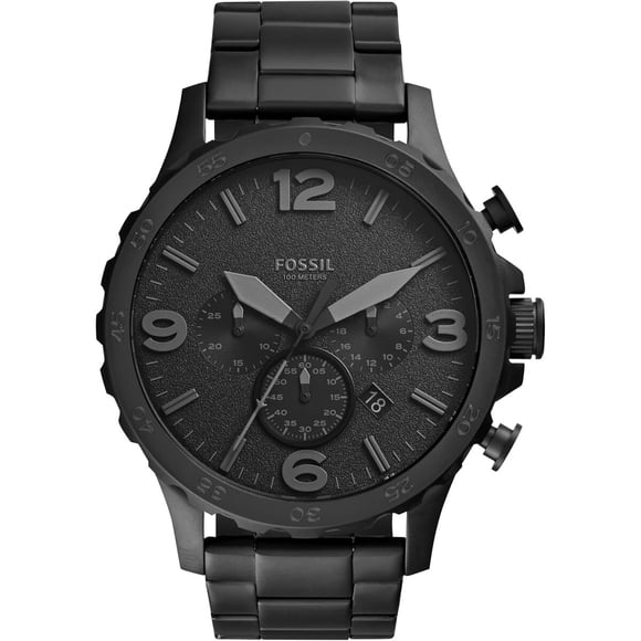 Reloj Fossil Nate JR1401 Cronógrafo 50mm Acero Negro Hombre