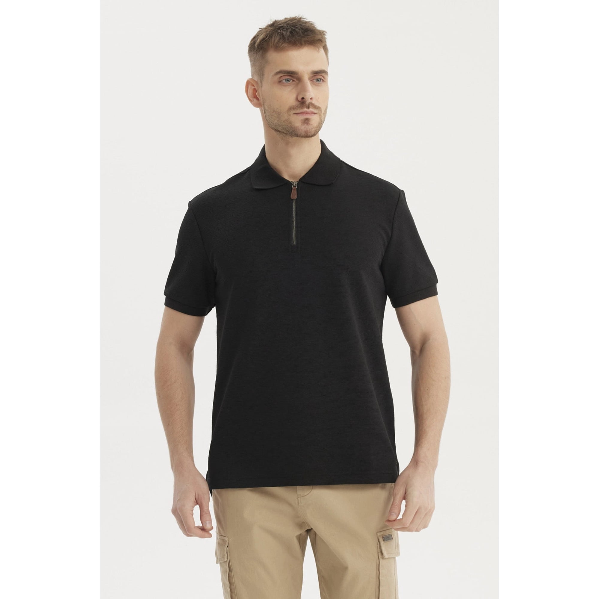 Fashionspark - Polera Hombre Textura Vertical Negro