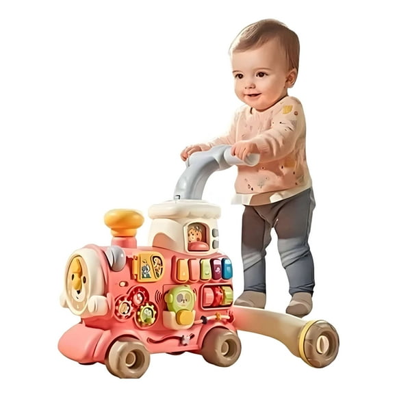 Correpasillo andador trencito musical infantil 5 en 1 Rosa