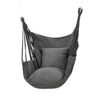 Magideal - Hamaca Silla Colgante Cuerda Silla Para Exteriores Interior Resistente Camping Hamaca Asiento Cojines Incluidos Tejido Para Playa Patio Terraza Jardín Gris