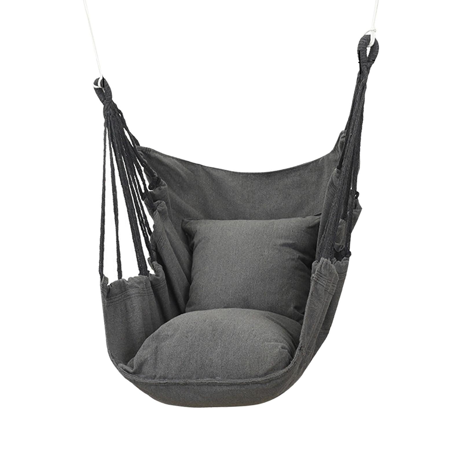 Magideal - Hamaca Silla Colgante Cuerda Silla Para Exteriores Interior Resistente Camping Hamaca Asiento Cojines Incluidos Tejido Para Playa Patio Terraza Jardín Gris