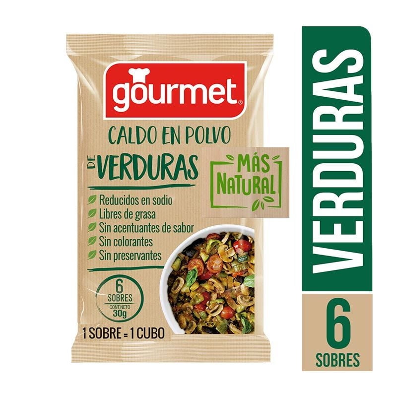 Caldo En Polvo De Verduras Más Natural (6 Sobres) Bolsa 30 g Gourmet