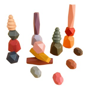 Bothyi - Piedras Apilables De Madera Para Clasificar, Juguetes Para Apilar Habilidades Motoras Finas Para Niños Y Niñas, 18 Piezas