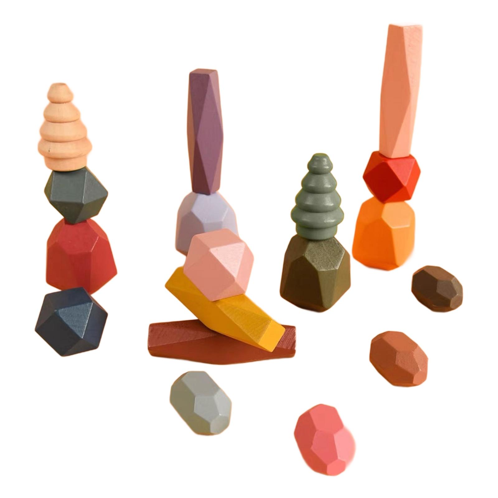 Bothyi - Piedras Apilables De Madera Para Clasificar, Juguetes Para Apilar Habilidades Motoras Finas Para Niños Y Niñas, 18 Piezas