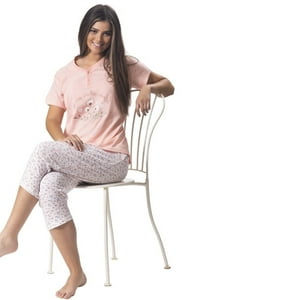 Mon Amour - Pijama Algodón Capri Con Botones Est. Flores | Sueño Ligero