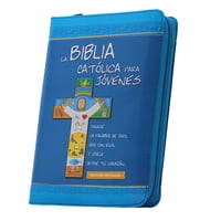 Mestas Ediciones - La Biblia Católica Para Jóvenes (Edición Dos Tintas, Junior Símil Piel Azul Con Cremallera)