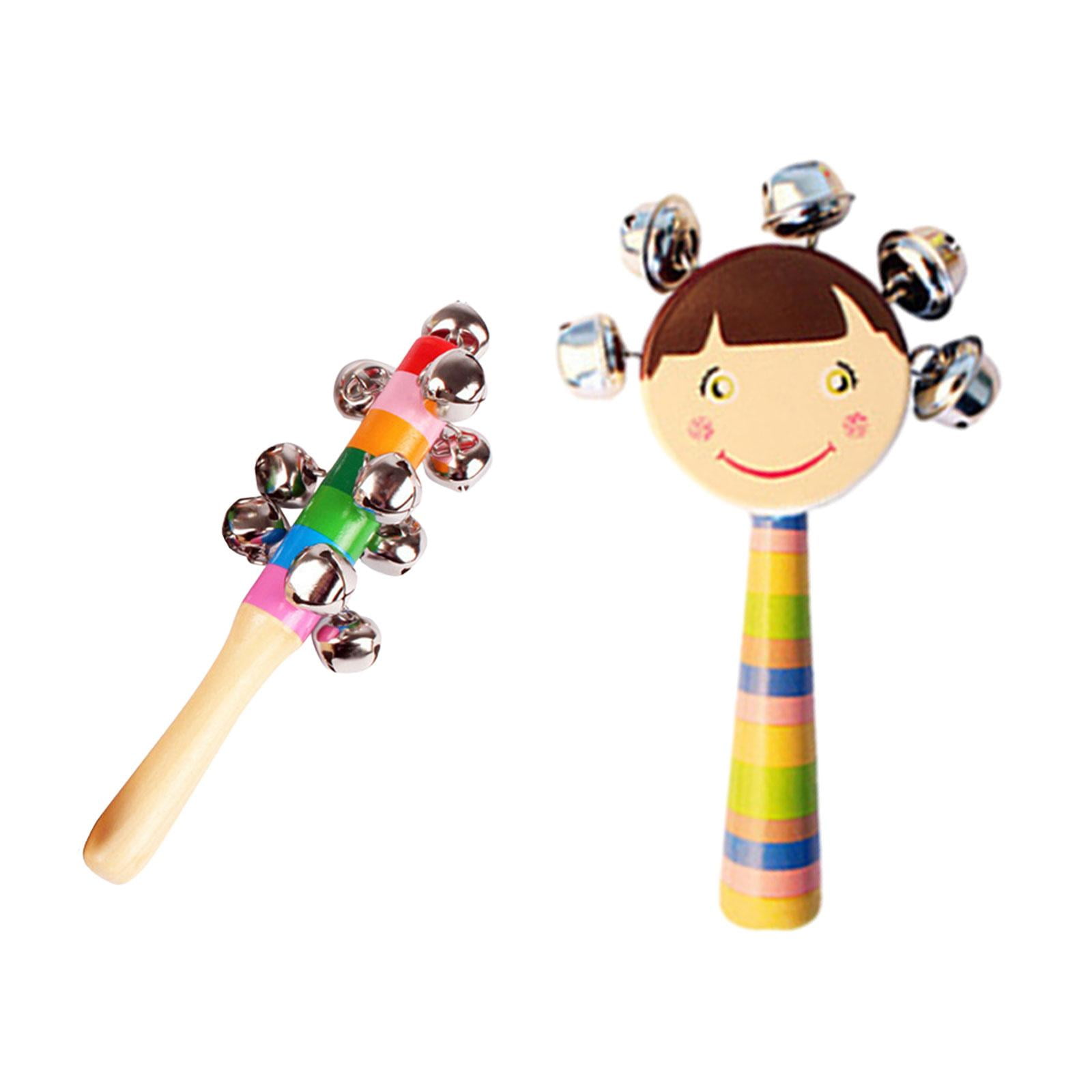 Magideal - 2 Piezas De Madera Sonajero Para Bebé Juguete De Desarrollo Musical Instrumento De Percusión Niños Instrumentos Musicales Conjunto Para Fiesta Recién Estilo E