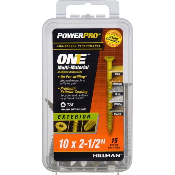 Tornillos Power Pro One de cabeza plana #10 x 6,5 cm, bronce, 15 unidades