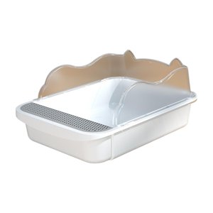 Ioensy - Caja De Arena Para Gatos Para Gatos De Interior Caja De Arena Para Gatos Semicerrada Bandeja De Arena Para Gatos L Blanco