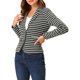 thumbnail image 4 of INSPIRE CHIC Blazer de Mujer con Solapa Muesca, Mangas Largas, Botones, Rayas, Talla L, Gris Blanco, 4 of 7