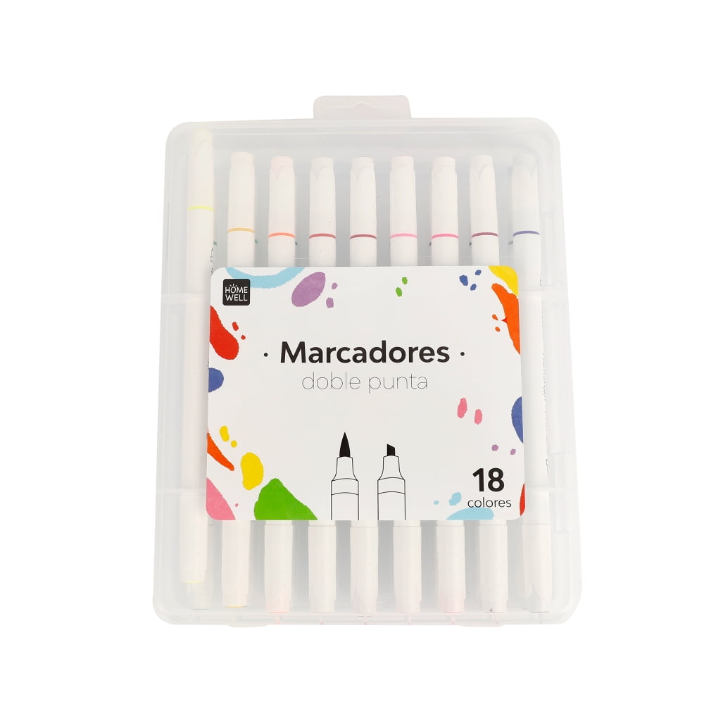 Homewell - Marcadores Doble Punta De Colores 18u