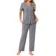 thumbnail image 1 of INSPIRE CHIC Conjunto de Pijama para Mujer con Manga Corta, Camisa Abotonada con Ribete en Contraste y Pantalones Largos para Estar en Casa M Gris Oscuro, 1 of 6