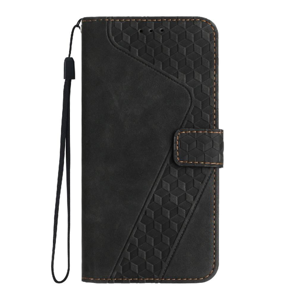 Foxdock - Funda Tipo Cartera Para Xiaomi 15 Con Tarjetero, Bolsillo Para Billetes, Soporte, Cierre Magnético Y Correa Para La Muñeca, Funda Tipo Folio Con Textura Geométrica Negro