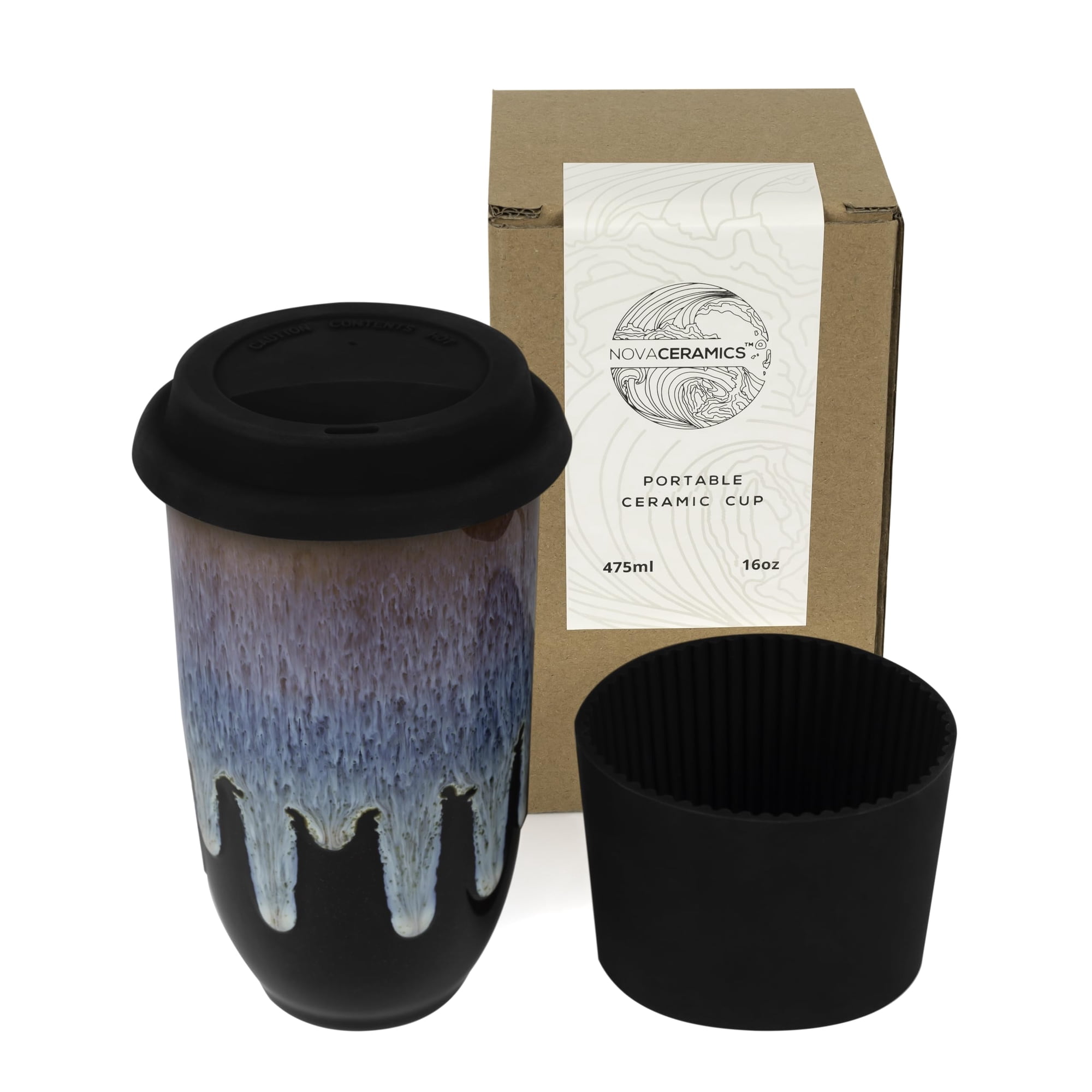 Vaso De Café Nova Ceramics, Taza De Viaje, 475 Ml, Cerámica Verde