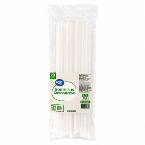 Bombilla plástica Great Value 20u