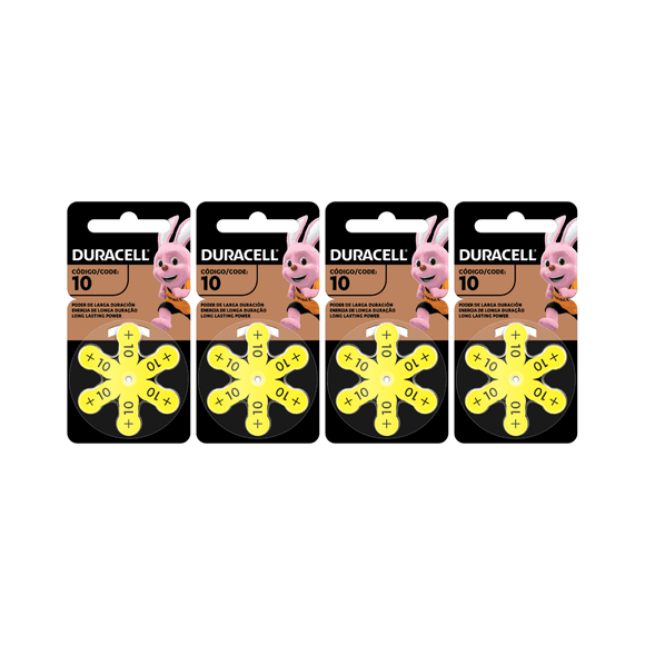 Pila Duracell Para Audifonos Tamaño 10, (24 Pilas Auditivas)