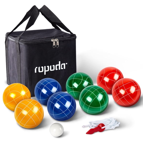 Set de bolas de petanca ropoda de 90 mm con 8 bolas, palino, funda y cuerda
