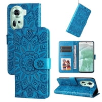 Funda Tipo Cartera Foxdock Para Oppo Reno 11 5G , Diseño Girasol En Relieve, Cuero Pu, Cierre Magnético, Soporte Y Tarjetero