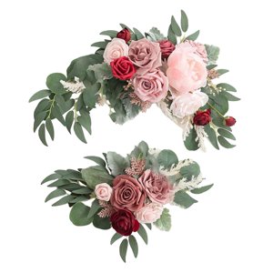 Bothyi - Flor Artificial Swag Hojas Verdes Colgando Para Telón De Fondo Fiesta Boda Coche Rosa Vino Rojo