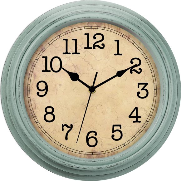 Reloj de pared HYLANDA 30 cm vintage silencioso en verde azulado