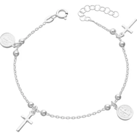 Genérico - Pulsera Plata Fina San Benito Cruces Protección