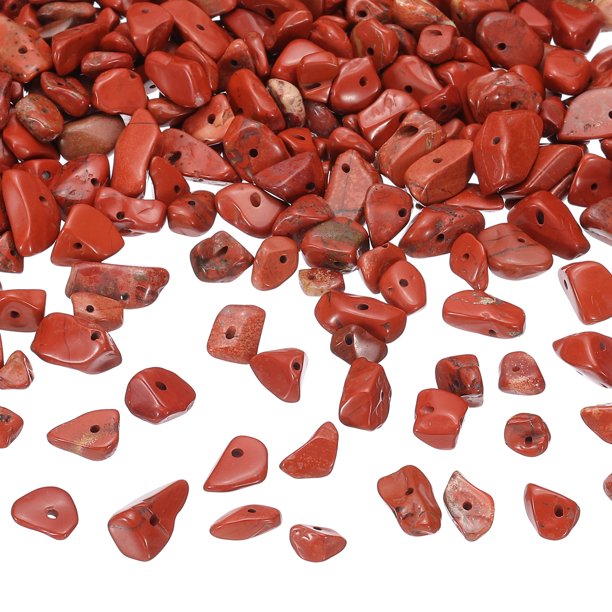 Uxcell Cuentas de Piedra Chip, 350Pcs Cristales de Piedras Preciosas Irregulares Cuentas Sueltas para Hacer Joyas DIY, Rojo