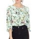 thumbnail image 1 of INSPIRE CHIC Blusa Bohemia de Mujer con Estampado Floral, Cuello con Lazo, Mangas 3/4, Tops Casuales M Verde, 1 of 8