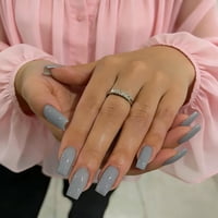 Press On Nails Joyvvew Grey, Medio Largo, Cuadrado, Gris Piedra