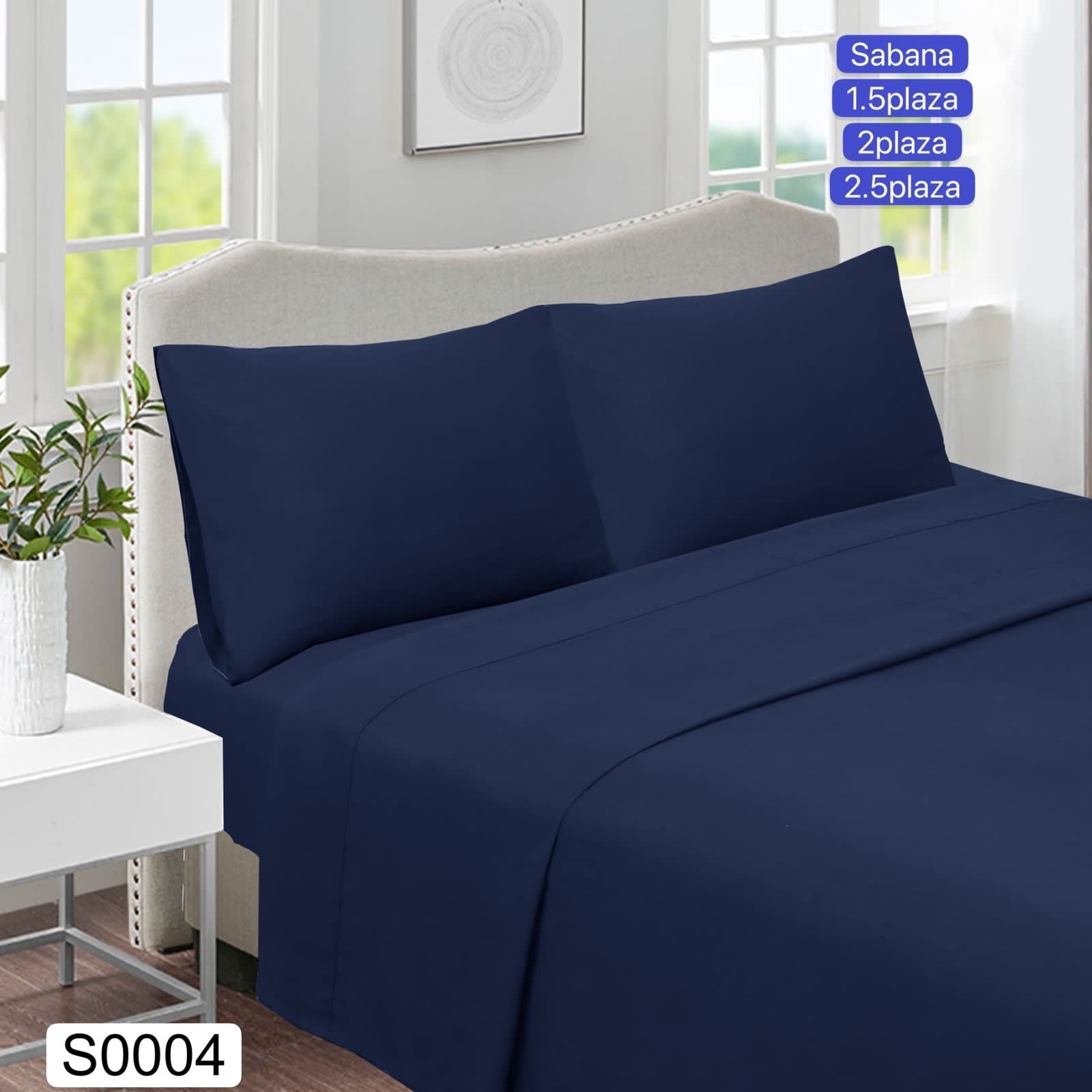 Todo Hogar Santiago De Chile - Sabana Lisa King Azul Oscuro