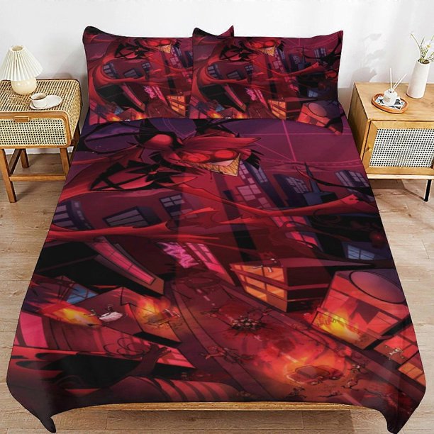 Hazbin Hotel Helluva Boss Bedding Set Duvet Cover Comfortable and Lightweight Cartoon Bedding3 Piece (cas