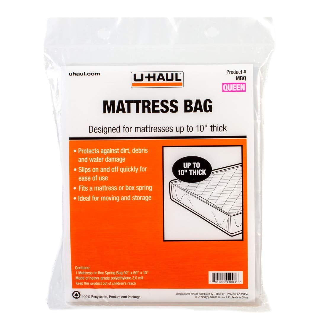 Bolsa De Colchón U-haul Standard Queen Moving & Storage 92x60x25 Cm