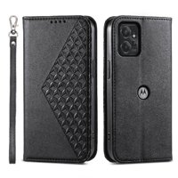 Funda Flip Foxdock Para Motorola Moto G Power 2023 , Estilo Billetera Con Diseño Rombo, Correa De Mano Y Soporte, Uso Diario