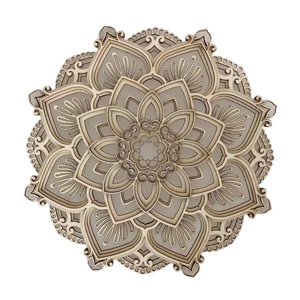 Ioensy - Mandala Yoga Room Night Light Led Multicapa Laser Cut Tallado Luz Madera