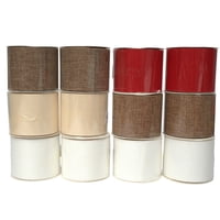 Wakeshome - Pack 12 Mallas Navidad Cinta Decorativa Dearbol 6,3Cm*2,7Mts Multicolor Geometrico