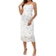 thumbnail image 2 of INSPIRE CHIC Vestido de Maternidad de Malla Fruncida sin Mangas con Tirantes Espagueti Ajustado de Longitud Media para Invitada de Boda Blanco Azul XL, 2 of 6