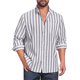 thumbnail image 1 of INSPIRE CHIC Camisas de Vestir a Rayas con Bolsillo en el Pecho para Hombre de Manga Larga y Cuello Mao M Gris, 1 of 4