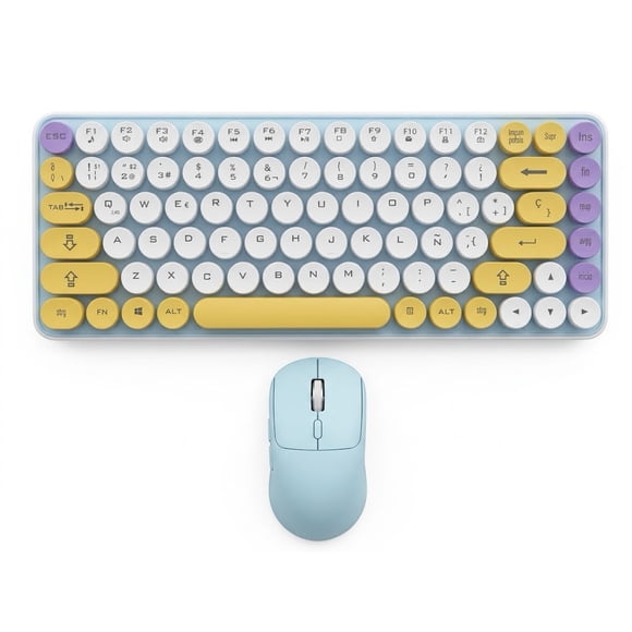 Kit Teclado Y Mouse Estilo Retro Inalambrico Bluetooth