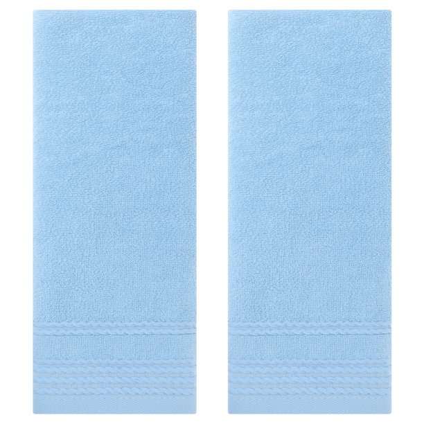 REGALWOVEN 2 Paquete de Toallas de Mano con Patrón de Rayas, Toalla de Confort y Secado Rápido para Baño, Gimnasio, Campamento Azul 14' x 30'