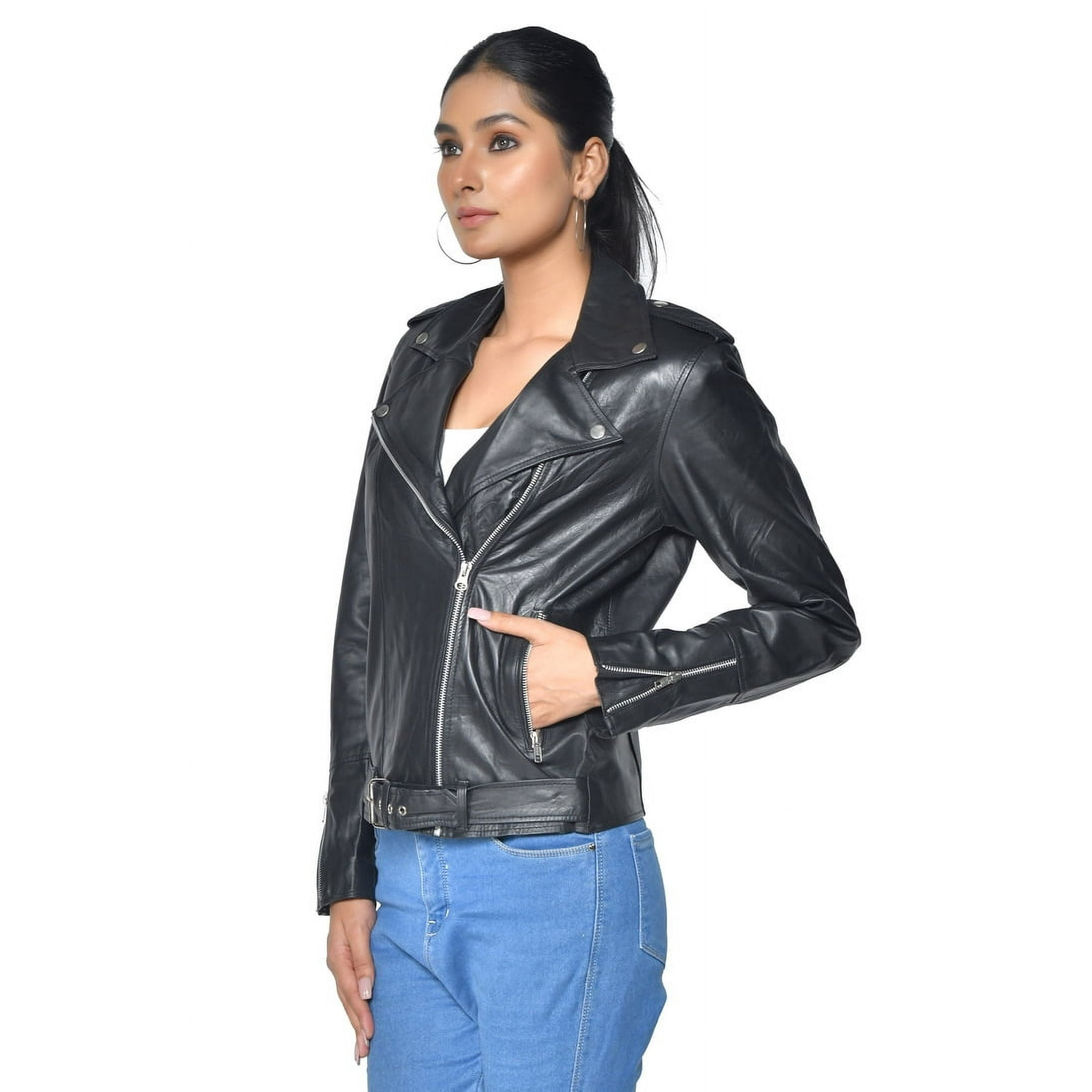 Chaqueta Cuero Sharo Biker Mujer