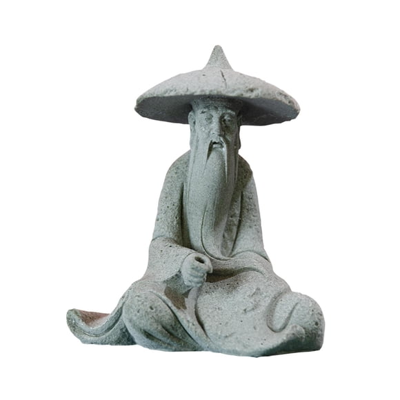 Resina Acuario Antiguo Pescador Chino Personajes Estatua Ornamento Delgado