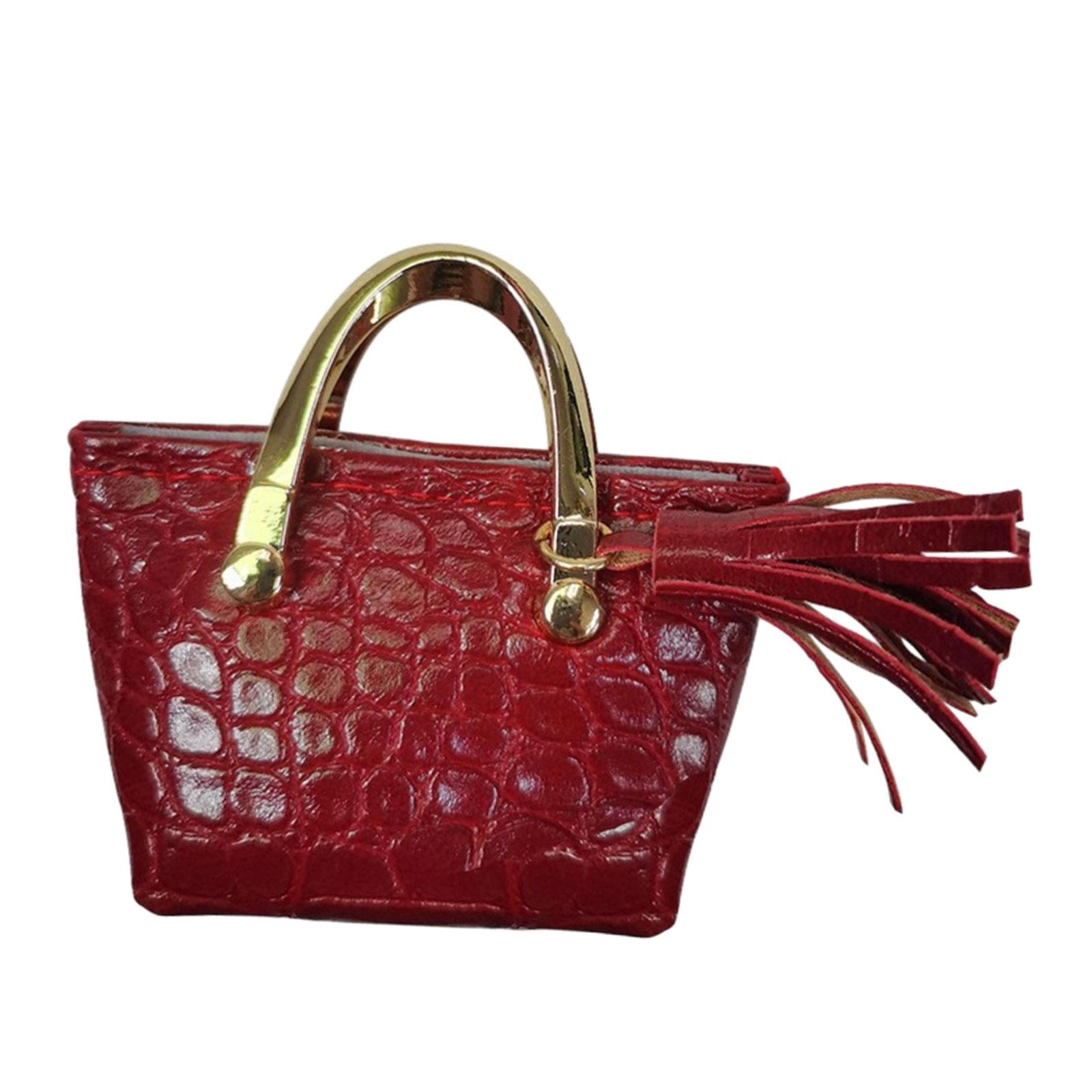 Magideal - Bolso De Mano Para Mujer, Accesorios Para Muñeca, Decoración De Escena De Simulación, Decoración De Muñeca Bjd, Juguete De Imitación, Bolso De Moda De Rojo