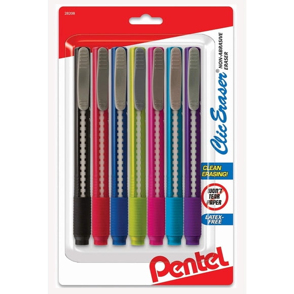 Borrador Clic Retráctil De Varios Colores Paquete De 7