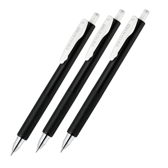 Bolígrafo de gel Zebra Sarasa Nano, 0,3 mm, negro, juego de 3