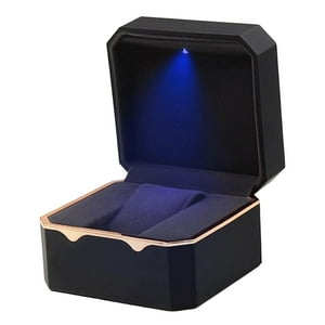 Genérico - Caja De Reloj Con Borde Dorado Octogonal Con Luz Para Reloj De Pulsera Brazalete Negro