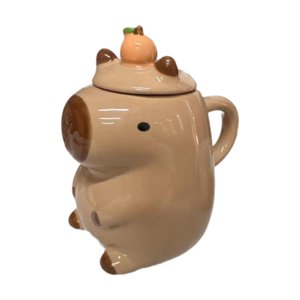 Magideal - Bonita Taza De Café De Cerámica Con Tapa En Forma De Capibara, Taza De Cerámica Para Café, Té, Leche, Taza De Té, Taza De Leche, Taza Para Beber Para