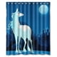 thumbnail image 1 of Cortina de ducha de unicornio, juego de cortina de baño con ganchos, tamaño 60 x 72 pulgadas, 1 of 3