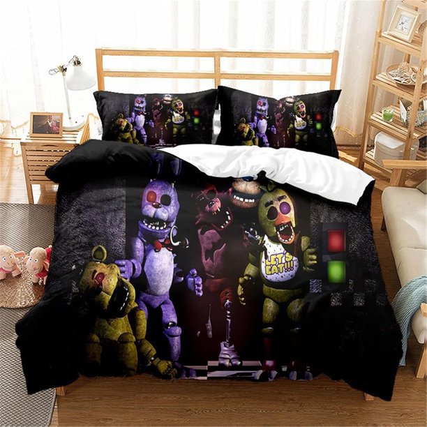Kids Five Nights-at Freddy's Bedding Duvet Cover Queen Size3 Pieces Soft Light-Weight Comforter Cover with Pillow Shams